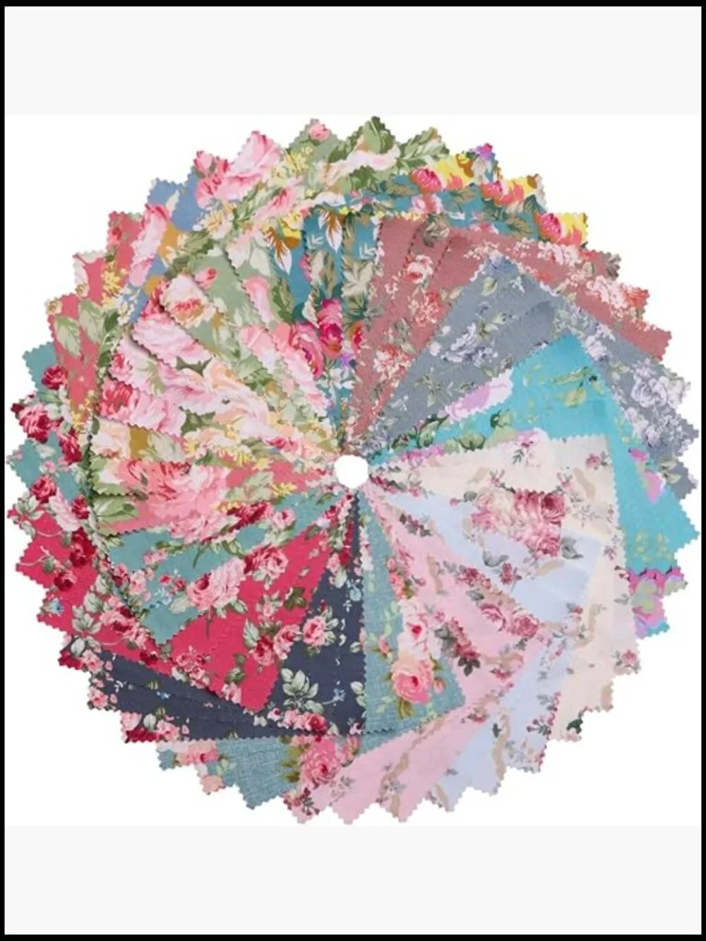 42 Precut Cotton Fabric Squares 10x10 - Vintage Floral for Quilting & Sewing